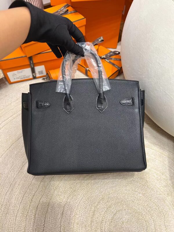 Handmade Hermes Birkin Touch 25CM Togo/ Matte Crocodile 89 Noir Silver Hardware