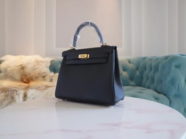 Full Handmade Hermes CK89 Nior Togo Leather Kelly 25CM Gold Hardware