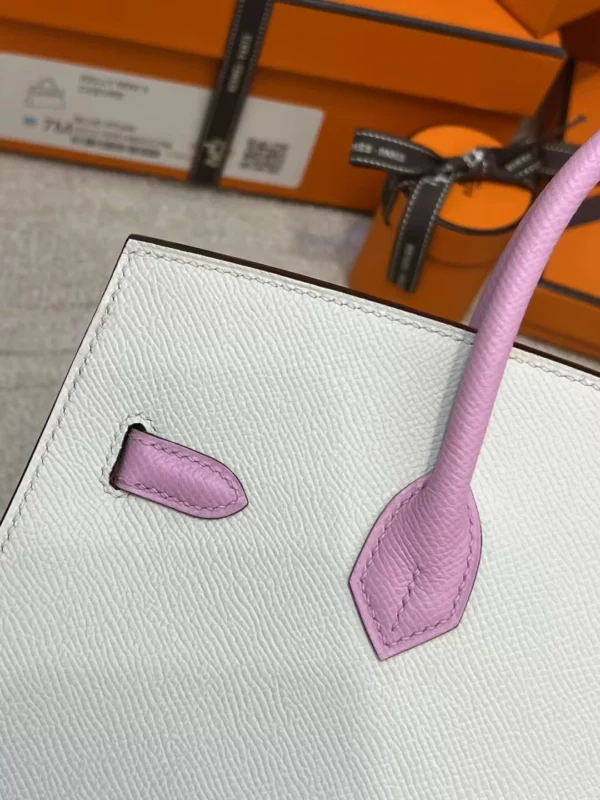 Hermes Epsom Birkin Sellier 25CM 10 Craie/ X9 Mauve Sylvestre Gold Hardware