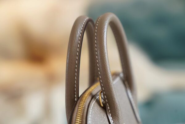 Wholesale Hermes Chevre Leather Mini Bolide 18CM CK18 Etoupe Gold Hardware