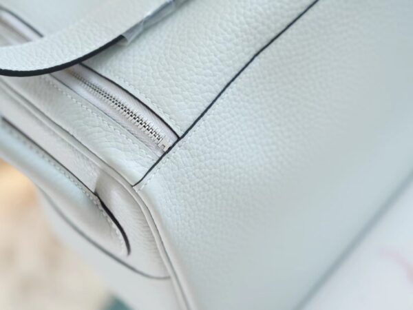 Hand Stitch Hermes 08 Blue Pale Clemence Leather Lindy Bag26CM Silver Hardware