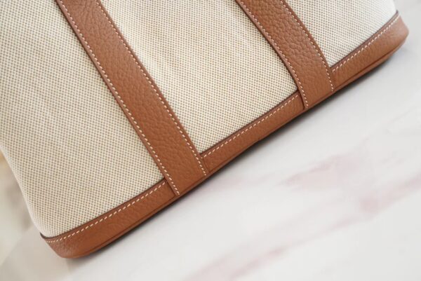 GPCMode Factory Hermes Garden Party30CM Beige Canvas/Gold Leather Silver Hardware