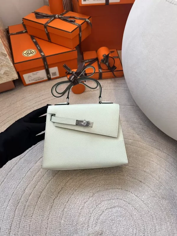 Taiwan Hermes Kelly Desordre Bag 0S Vert Fizz Epsom Leather Silver Hardware