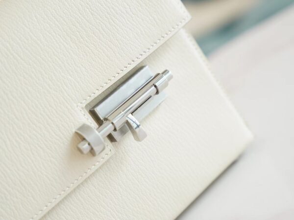Stock Hermes Verrou Mini C10 Craie Chevre Leather Crossbody Bag Silver Hardware
