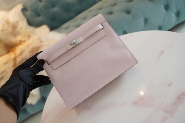 GPCMode Hermes Kelly Danse 22CM 09 Mauve Pale Evercolor Leather Silver Hardware