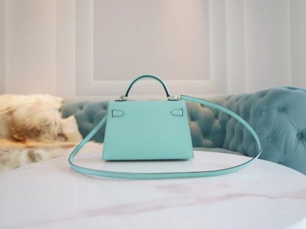 Discount GPCMode Hermes Aqua Chevre Leather Mini kelly Two19CM Silver Hardware