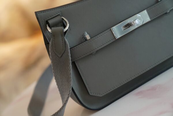Full Handmade Hermes 0L Gris Meyer Swift Leather Jypsiere Mini Silver Hardware