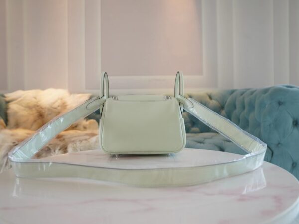 Full Handmade Hermes Mini Lindy 19CM 0S Vert Fizz Swift Silver Hardware