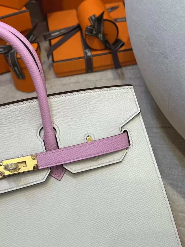 Hermes Epsom Birkin Sellier 25CM 10 Craie/ X9 Mauve Sylvestre Gold Hardware