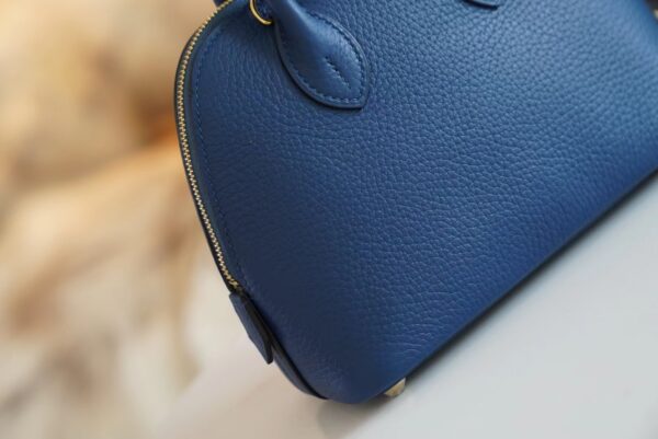 Fashion Hermes Mini Bolide 18CM 71 Blue France Evercolor Leather Gold Hardware