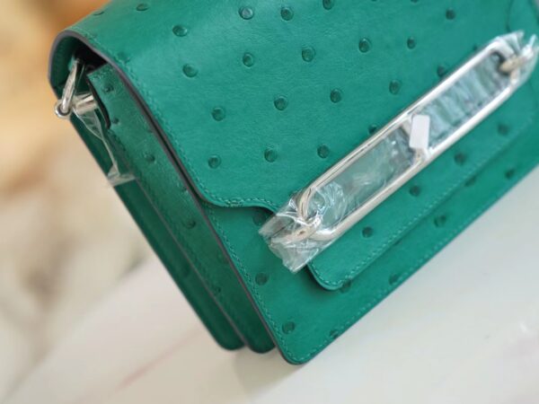 Sale GPCMode Hermes Roulis Mini18cm U4 Vert Vertigo KK Ostrich Leather Silver Hardware