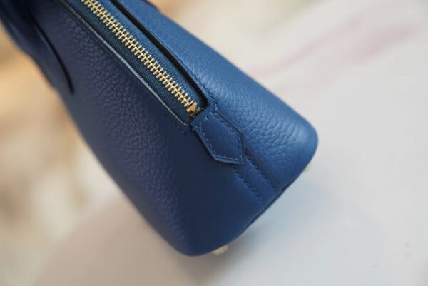 Fashion Hermes Mini Bolide 18CM 71 Blue France Evercolor Leather Gold Hardware