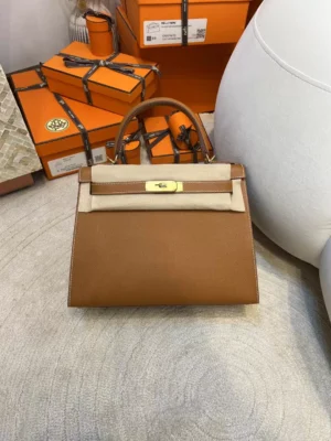 UK London Hermes 37 Gold Epsom Kelly Sellier 28CM Gold Hardware