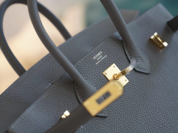Full Handmade Hermes Birkin 25CM 8F Etain Togo Leather Gold Hardware