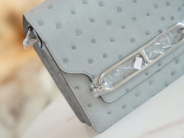 Discount Hermes Roulis Mini18cm 8U Blue Glacier South Africa KK Ostrich Leather