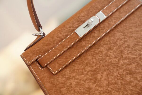 GPCMode Hermes CK37 Gold Kelly 28CM Epsom Leather Women’s Bag Silver Hardware