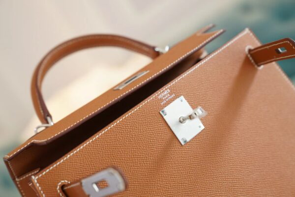 GPCMode Hermes CK37 Gold Kelly 28CM Epsom Leather Women’s Bag Silver Hardware
