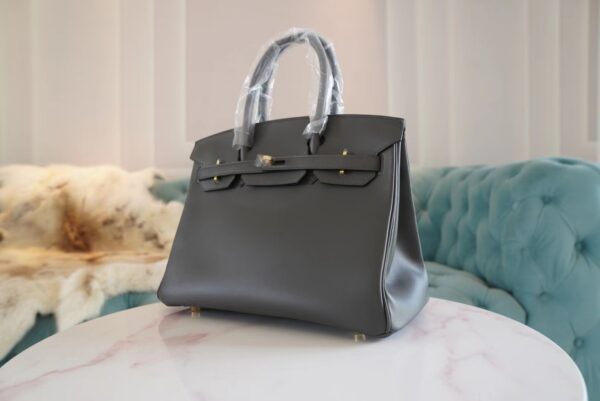 Full Handmade Hermes Birkin Bag30CM 88 Gris Graphite Jonathan Leather Gold Hardware
