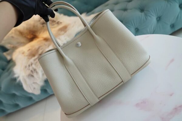 Full Handmade Hermes 8L Beton Garden Party 30CM TC Leather Silver Hardware