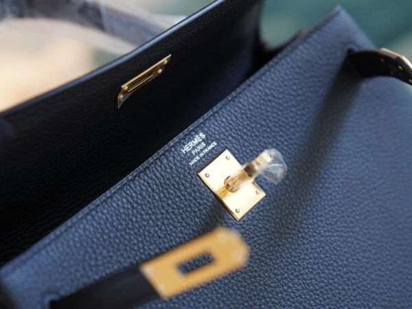 Full Handmade Hermes CK89 Nior Togo Leather Kelly 25CM Gold Hardware