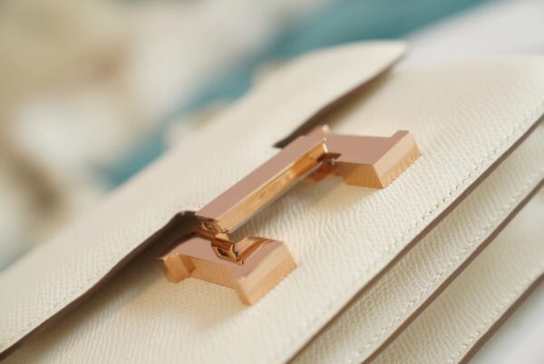 Hermes Handmade Boutique CK10 Craie Constance 19CM Epsom Leather Rose Gold Hardware
