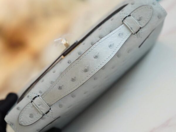 New Arrival Hermes Kelly Pochette22cm 8U Blue Glacier KK Ostrich Leather Gold Hardware
