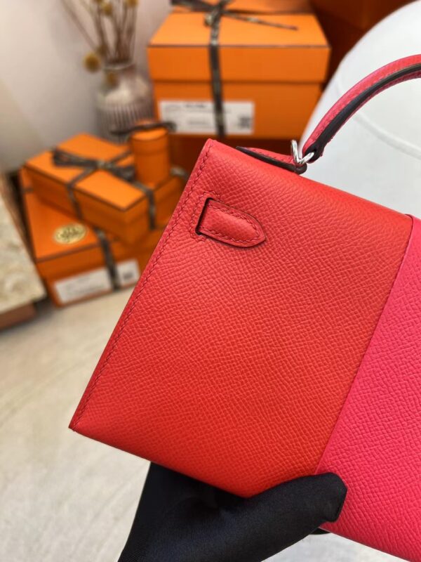 USA Los Angeles Hermes Three Colors Epsom Mini Kelly 19CM Silver Hardware