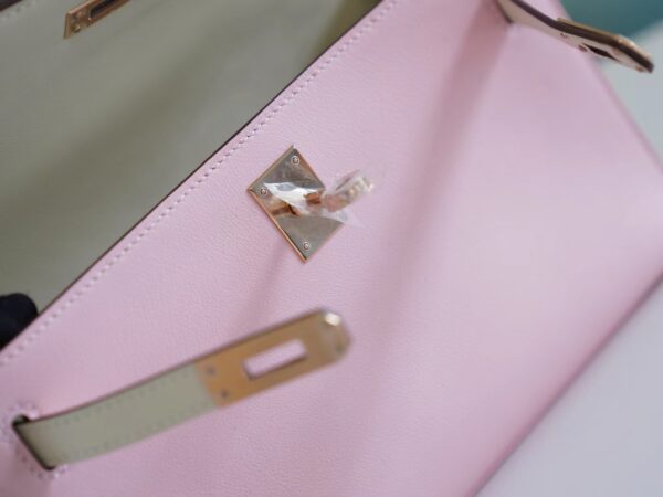 GPCMode Hermes Kelly Pochette22cm 3Q Rose Sakura/CK10 Craie Swift Leather Rose Gold Hardware