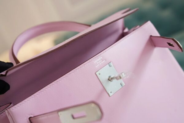 Hermes Boutique Kelly Bag28CM X9 Mauve Sylyestre Swift Leather Silver Hardware
