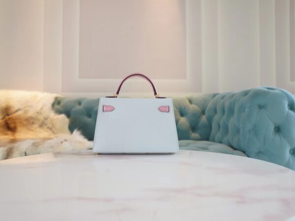 GPCMode Hermes Mini Kelly19CM T0 Blue Brume & X9 Mauve Sylyestre Epsom Leather