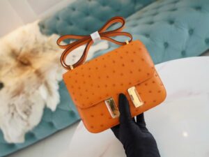 GPCMode Hermes Factory I9 Abricot KK Ostrich Skin Constance19CM Shoulder Bag