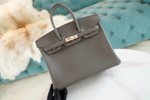 Hermes Handmade Boutique 8F Etain Togo Leather Birkin25CM Rose Gold Hardware