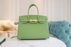 Wholesale Hermes Birkin30CM 3i Vert Criquet Epsom Leather Gold Hardware