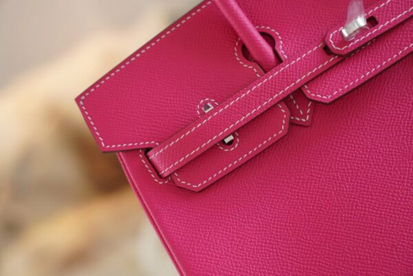 Hermes Handmade Boutique E5 Rose Tyrien Epsom Leather Birkin25CM Silver Hardware