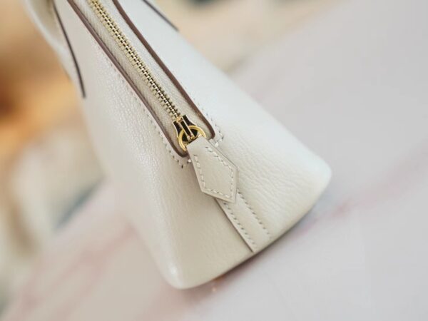Fashion GPCMode Hermes Mini Bolide18CM C10 Craie Chevre Leather Gold Hardware