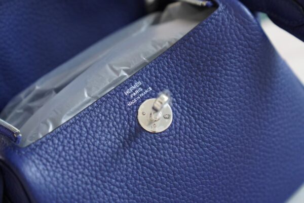 GPCMode Factory Hermes 7K Blue Saphir Clemence Leather Mini Lindy19CM Silver Hardware