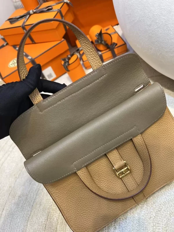 Hermes Halzan 25CM 4B Biscuit / 3G Alezan Clemence Gold Hardware