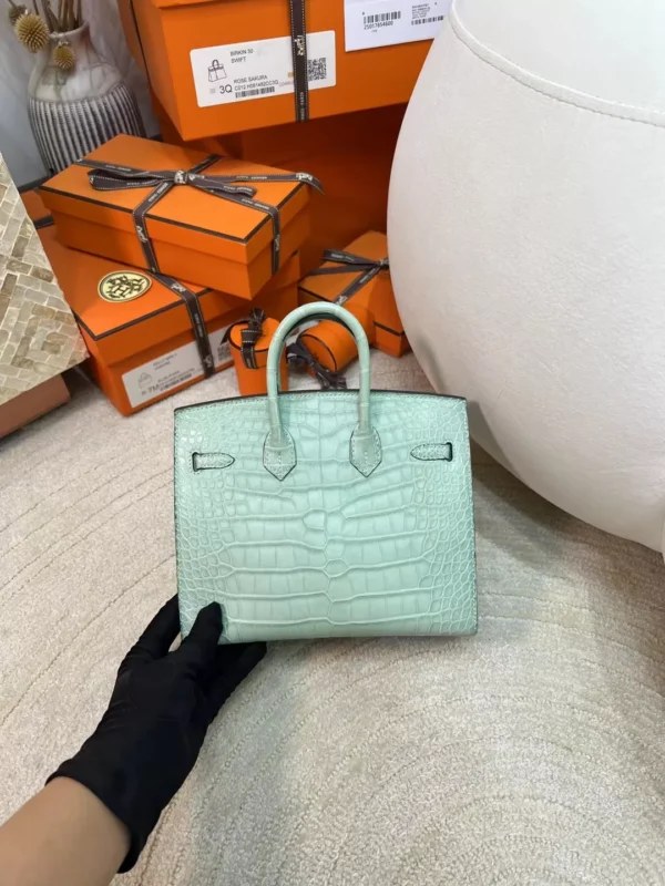 Full Handmade Hermes Birkin Sellier 20 Matte Alligator 6U Vert D’eau Gold Hardware