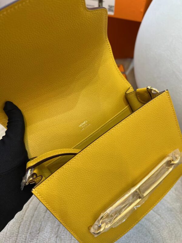 Hermes Shop 9D Amber Evercolor Leather Roulis Mini 18cm Gold Hardware