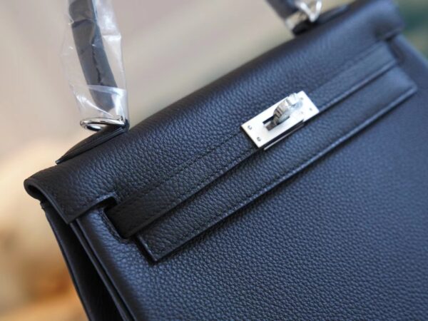 Hot Sale Hermes Kelly25CM Tote Bag CK89 Nior Togo Leather Silver Hardware
