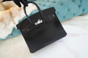 5bad117f3a8882f Hand Stitch Hermes Birkin Bag25CM CK89 Nior Box Leather Silver Hardware