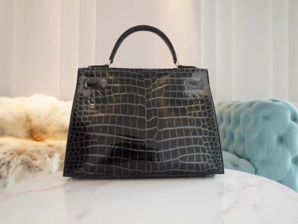 GPCMode Factory Hermes HCP Shiny Porosus Kelly Sellier 32CM CK89 Nior