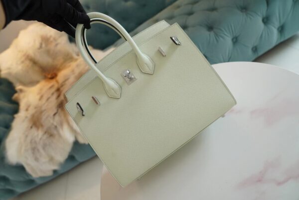 Full Handmade Hermes 0S Vert Fizz Epsom Leather Birkin 25CM Silver Hardware