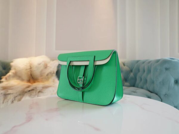 Australia Sydney Hermes Halzan 25CM Clemence 0Z Vert Fizz/ 0S Vert Fizz Silver Hardware