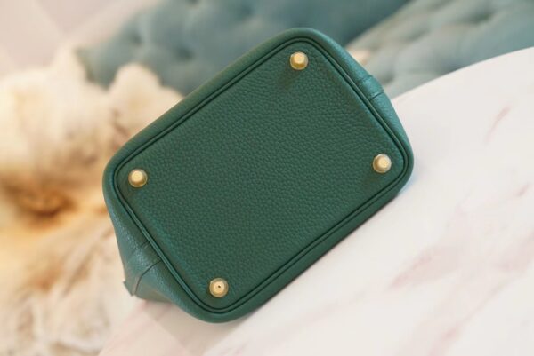 Full Handmade Hermes Z6 Malachite Clemence Leather Picotin18CM Gold Hardware