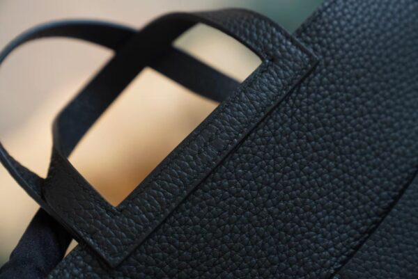 GPCMode Hermes CK89 Black Clemence Leather Halzan Mini 20CM Silver Hardware