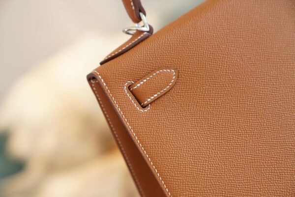 GPCMode Hermes CK37 Gold Kelly 28CM Epsom Leather Women’s Bag Silver Hardware