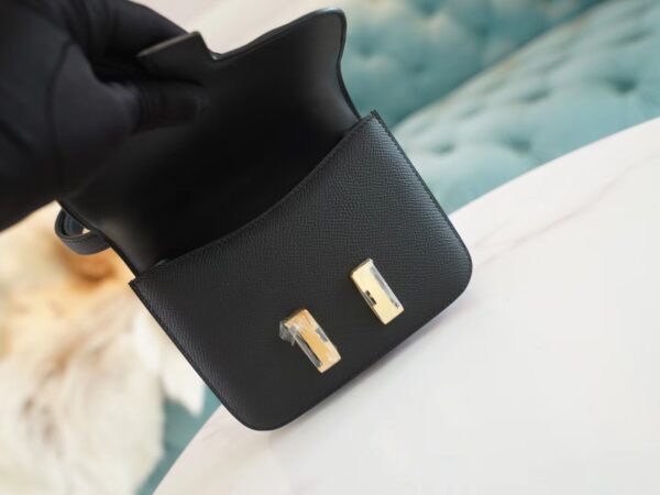 Full Handmade Hermes CK89 Black Epsom Leather Constance14cm Gold Hardware