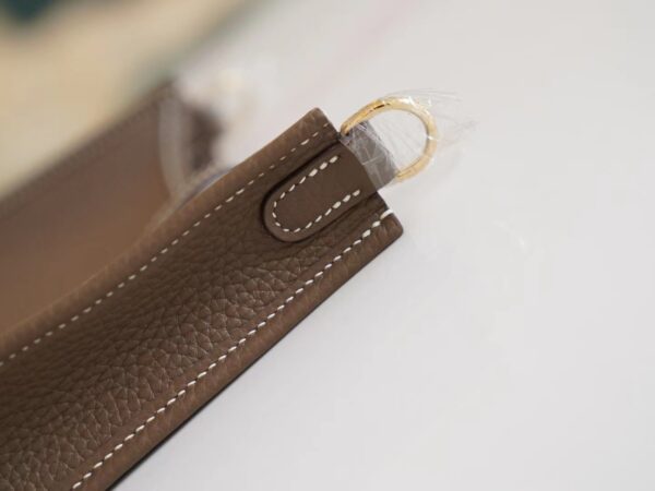 Full Handmade Hermes Evelyne Mini CK18 Etoupe Clemence Leather Gold Hardware