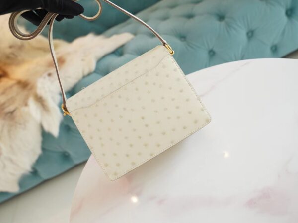 Hermes Boutique 3C Parchemin South Africa KK Ostrich Skin Roulis Mini18cm Gold Hardware